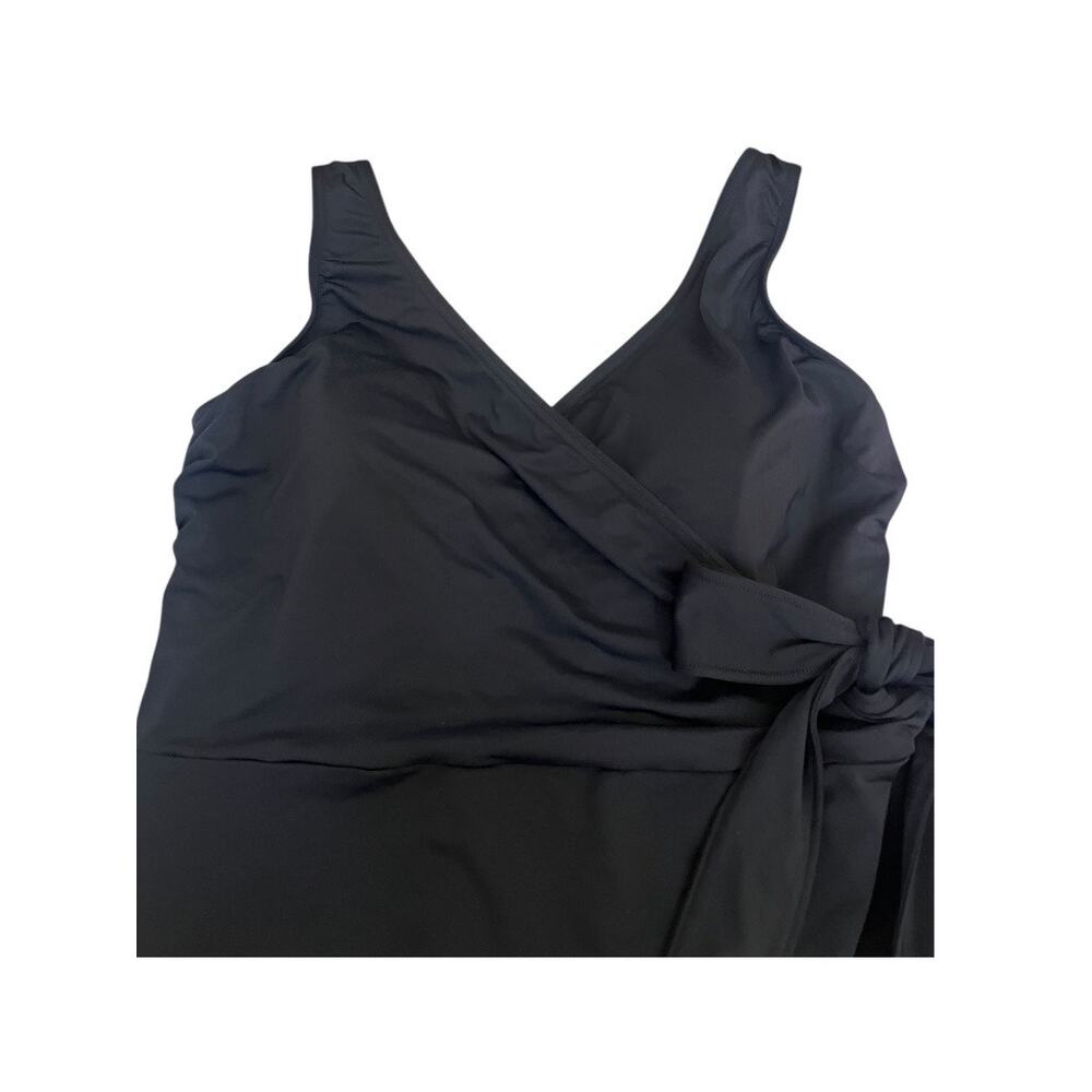 Lands End Wrap & Side Tie Swim Dress Swimsuit | 16W, Black - Picture 11 of 16